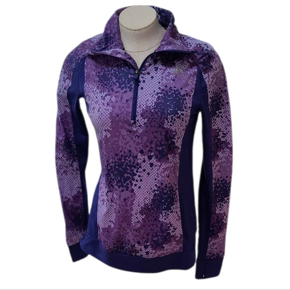Adidas Purple 1/4 Zip Climawarm Long Sleeve Thermal Tee Size S